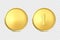 Vector 3d Realistic Blank Golden and Silver Metal Coin or Medal Icon Set Closeup Isolated on Transparent Background