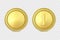 Vector 3d Realistic Blank Golden and Silver Metal Coin or Medal Icon Set Closeup Isolated on Transparent Background