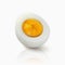 Vector 3d Realistic Chicken Egg. Peeled Boiled Chicken Egg, Hard-Boiled Chicken Egg With Yolk Closeup Isolated, Cut in