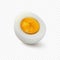 Vector 3d Realistic Chicken Egg. Peeled Boiled Chicken Egg, Hard-Boiled Chicken Egg With Yolk Closeup Isolated, Cut in