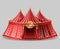 Vector 3d realistic circus tent with signboard