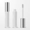 Vector 3d Realistic Closed, Opened White Lip Gloss, Lipstick Package, Silver Cap Set Isolated. Glass Container, Tube