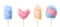 Vector 3d realistic cotton candy on sticks