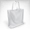 Vector 3d realistic eco bag made of white fabric stands on a surface isolated on a transparent background.