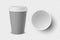 Vector 3d Realistic Empty Gray Disposable Closed and Opened Paper, Plastic Coffee Cup for Drinks with White Lid Set