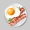 Vector 3d realistic english breakfast - bacon, egg