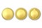 Vector 3d Realistic Golden Metal Blank Coin Icon Set Closeup Isolated on White Background. Design Template, Clipart of