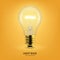 Vector 3d Realistic Golden Turning On Light Bulb Icon Closeup on Yellow Background. Design Template, Clipart. Glowing