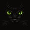 Vector 3d Realistic Green Cats Eye of a Black Cat in the Dark, at Night. Cat Face with Yes, Nose, Whiskers on Black. Cat