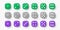 Vector 3d Realistic Green, Gray, Purple Game Dice Icon Set Closeup Isolated. Game Cubes for Gambling, Casino Dices From
