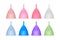 Vector 3d Realistic Menstrual Hygiene Silicone Cup Icon Set Closeup Isolated. Feminine Hygiene Icons. Front View