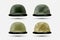 Vector 3d Realistic Military Helmet Icon Set Closeup Isolated. Green, Camouflage Pattern. Army Symbol of Defense and