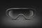 Vector 3d Realistic Military, Industrial Black Safety Glasses Icon Closeup Isolated on Black Background. Transparent