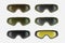 Vector 3d Realistic Military, Industrial Safety Glasses Icon Set Closeup Isolated. Transparent Glasses, Safety Glasses -