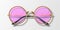 Vector 3d Realistic Modern Unisex Frame Glasses. Golden Color Frame. Pink Transparent Sunglasses for Women and Men