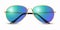 Vector 3d Realistic Modern Unisex Frame Glasses. Golden Color Frame. Purple and Blue Transparent Sunglasses for Women