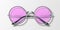 Vector 3d Realistic Modern Unisex Frame Glasses. Silver Color Frame. Pink Transparent Sunglasses for Women and Men