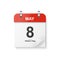 Vector 3d Realistic Mother s Day Classic Red Simple Minimalistic Calendar Icon Isolated. Happy Mothers Day Concept, May