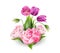 Vector 3d realistic peony tulip elegant bouquet