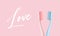 Vector 3d Realistic Pink, Blue Plastic Blank Toothbrush Set on Pink Background. Design Template, Dentistry, Healthcare