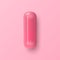 Vector 3d Realistic Pink Pharmaceutical Medical Pill, Capsule, Tablet on Pink Background. Front, Top View. Medicine