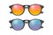 Vector 3d Realistic Plastic Round Black Rimmed Eye Sunglasses Set Closeup Isolated on White Background. Women, Men