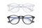 Vector 3d Realistic Plastic Round White, Black Rimmed Eye Glasses Set Closeup Isolated on White Background. Women, Men