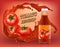 Vector 3d realistic poster of tomato ketchup