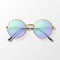 Vector 3d Realistic Purple Round Frame Glasses Isolated. Sunglasses, Lens, Vintage Eyeglasses in Top View. Design