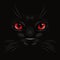 Vector 3d Realistic Red Cats Eye of a Black Cat in the Dark, at Night. Red, Cat Face with Yes, Nose, Whiskers on Black