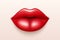 Vector 3d Realistic Red Female Lips. Love, Sexy, Beauty Concept. Fashion, Makeup, Romance Vector Illustration. Glamorous