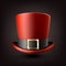 Vector 3d Realistic Red Top Hat Icon with Black Ribbon Closeup Isolated. Classic Retro Vintage Top Hat, Vintage