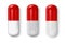 Vector 3d Realistic Red and Transparent Medical Pill Icon Set Closeup Isolated on White Background. Design template of