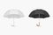 Vector 3d Realistic Render White and Black Blank Umbrella Icon Set Closeup Isolated on Transparent Background. Design