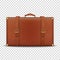 Vector 3d Realistic Retro Leather Brown Threadbare Suitcase With Metal Corners, Belts and Handle Icon Closeup Isolated