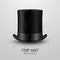 Vector 3d Realistic Retro, Vintage Black Top Hat Icon Closeup Isolated on White Background. Design Template of Top Hat