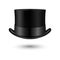 Vector 3d Realistic Retro, Vintage Black Top Hat Icon Closeup Isolated on White. Design Template of Top Hat, Mockup