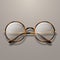 Vector 3d Realistic Round Frame Glasses. Brown Color Frame. Colorless Transparent Sunglasses for Women and Men