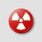 Vector 3d Realistic Round Red and White Warning, Danger Nuclear Symbol Isolated on White Background. Radioactive Warning