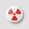 Vector 3d Realistic Round Red and White Warning, Danger Nuclear Symbol Isolated on White Background. Radioactive Warning