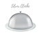 Vector 3d realistic silver cloche. Metal platter.