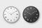 Vector 3d Realistic Simple Round Wall Office Clock Set. White and Black Dial. Closeup Isolated on Transparent Background