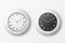 Vector 3d Realistic Simple Round White Wall Office Clock with White and Black Dial Icon Set Closeup Isolated on White