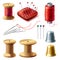 Vector 3d realistic tailor set for sewing
