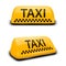 Vector 3d Realistic Taxi Car Roof Sign Icon Set Closeup Isolated on White. Yellow French Taxi Sign, Design Template for