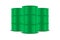 Vector 3d Realistic Three Green Barrels, Hazard Liquid. Caution Barrel, Radioactive, Hazardous Chemical Materials, Toxic