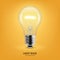 Vector 3d Realistic Turning On Light Bulb Icon Closeup on Yellow Background. Design Template, Clipart. Glowing