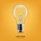 Vector 3d Realistic Turning On Light Bulb Icon Closeup on Yellow Background. Design Template, Clipart. Glowing