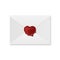 Vector 3d Realistic Vintage Heart Shaped Red Stamp, Wax Seal, White Paper Envelope. Sealing Wax, Stamp, Label for