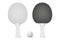 Vector 3d Realistic White and Black Ping Pong Racket and Ball Icon Closeup Isolated on White Background. Sport Equipment
